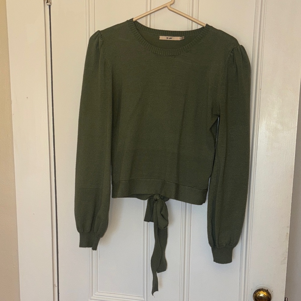 Green Knit Sweater Top with Tie in the back